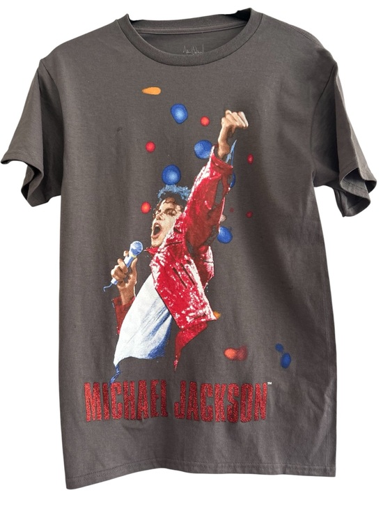 Michael Jackson Tops - Michael Jackson Graphic Tee Gray Concert T-Shirt Red Glitter Merch Traffic Sz M